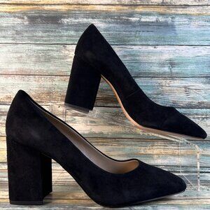 Ann Taylor Womens Pumps Size 9M Black Suede Black Chunky Heel Formal Work Shoes